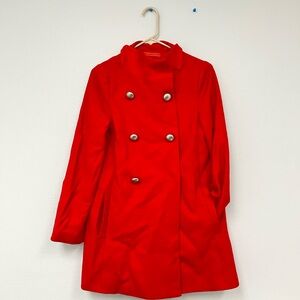 Alice & Olivia Coat Womens Xs Red Wool Blend Double Breasted Peacoat Jacket